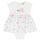 Baby Girls White Floral Bodysuit Dress, 1, hi-res
