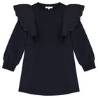 Girls Navy Blue Logo Flower Dress, 2, hi-res