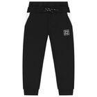 Younger Boys Black Logo Joggers, 1, hi-res