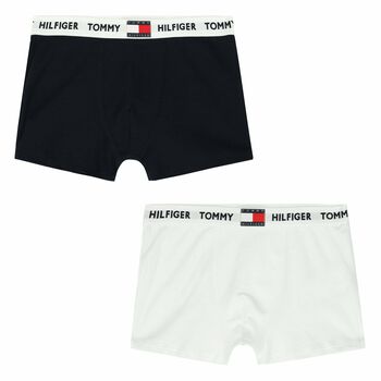 Boys White & Navy Boxer Shorts