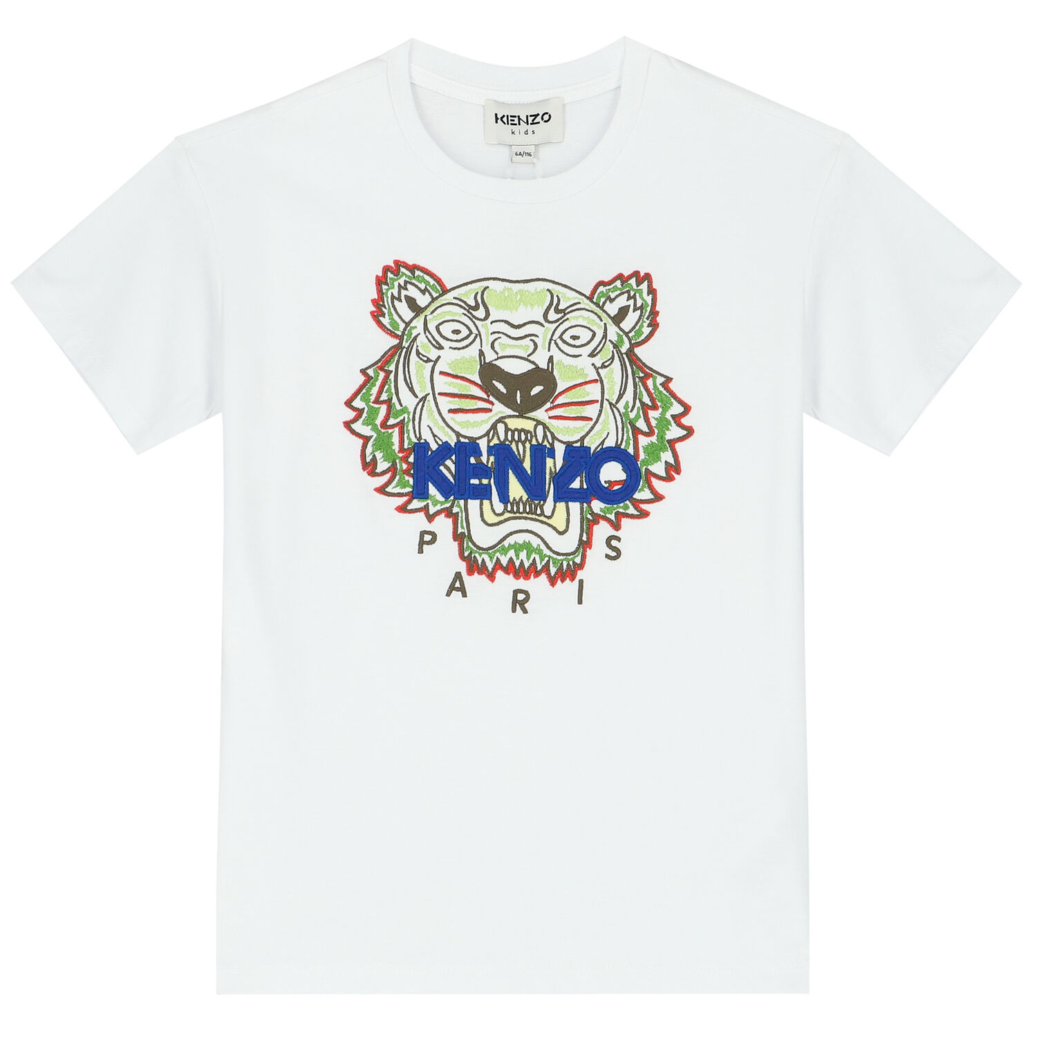 Boys White Embroidered Tiger Logo T-Shirt, 1, hi-res