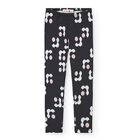 Girls Black Floral Leggings, 1, hi-res