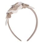 Girls Beige Flowers Headband, 2, hi-res