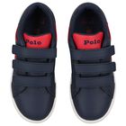Boys Navy Blue & Red Logo Trainers, 1, hi-res