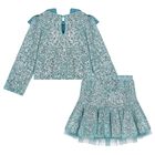 Girls Aqua Embellished Sequin Skirt Set , 1, hi-res