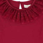 Girls Red Tulle Long Sleeve Top, 1, hi-res