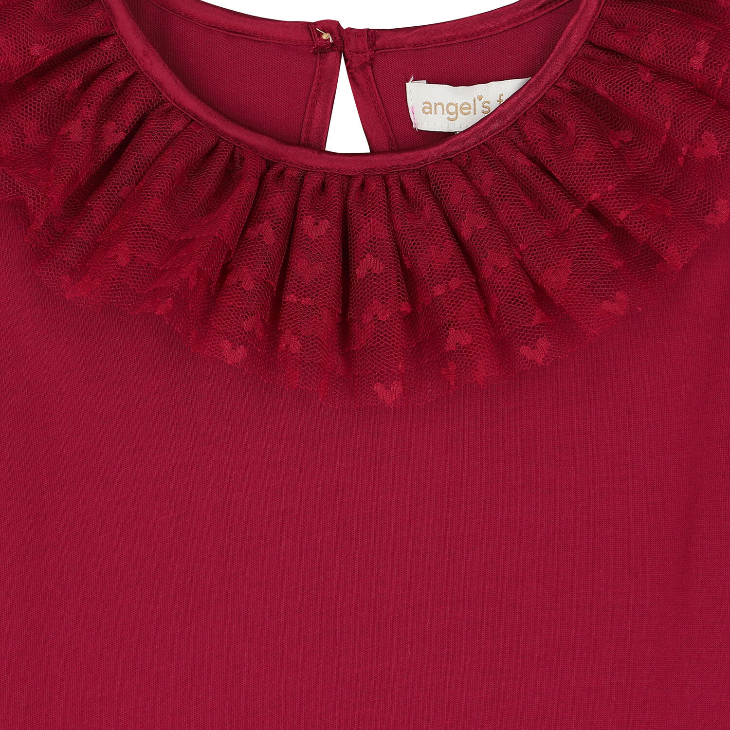 Girls Red Tulle Long Sleeve Top, 1, hi-res image number null