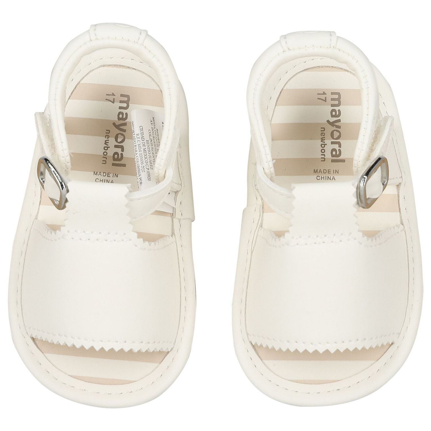 Baby Girls White Sandals, 1, hi-res