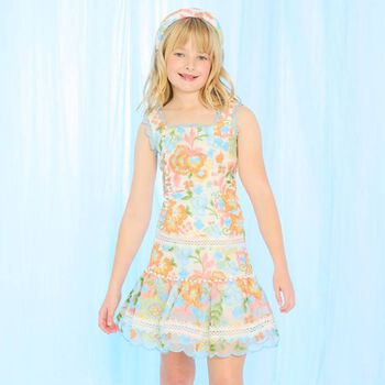 Girls Multi-Coloured Embroidered Dress