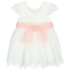 Younger Girls White Flower Lace & Tulle Dress, 1, hi-res
