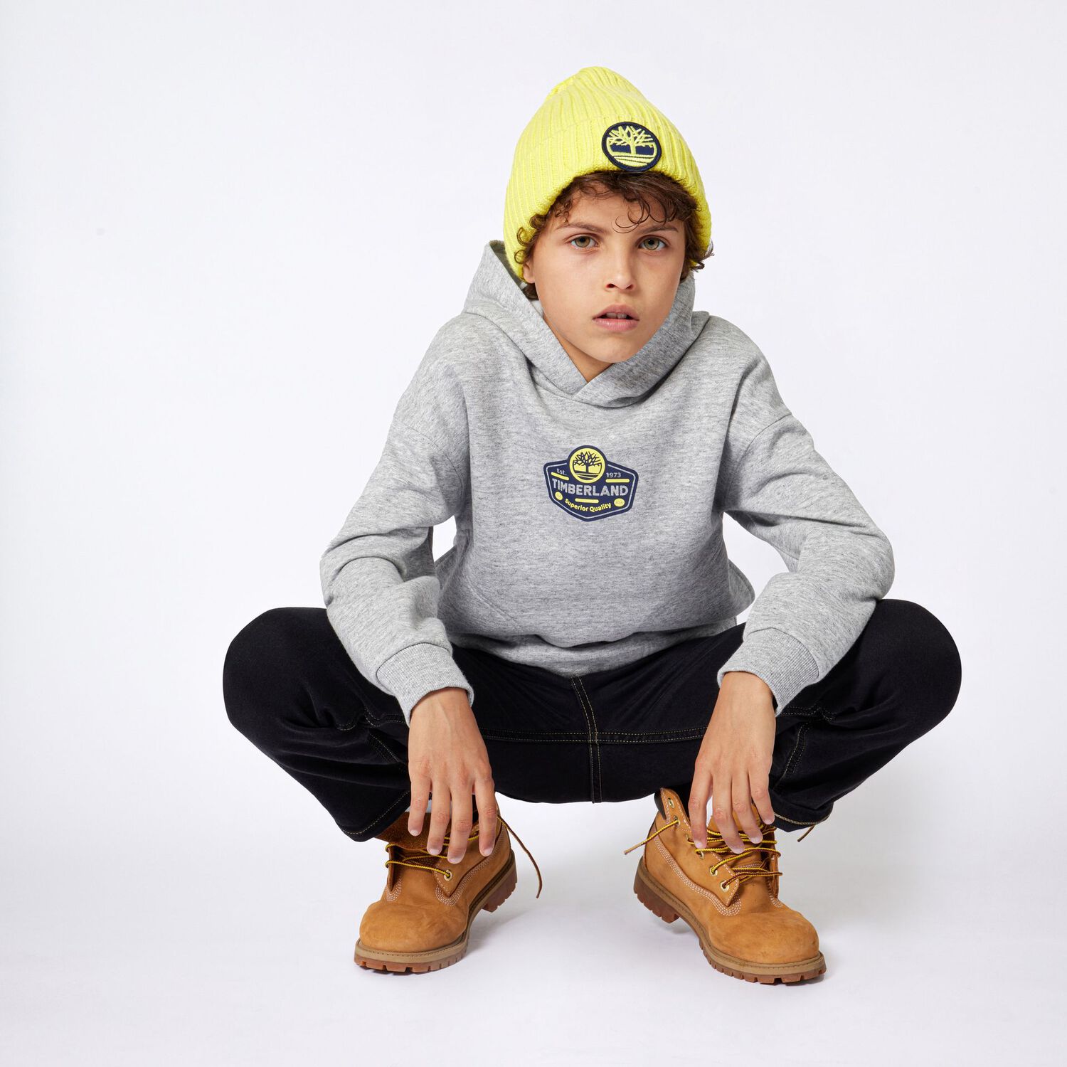 Boys Grey Logo Hooded Top, 1, hi-res image number null