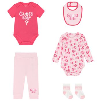 Baby Girls Pink Cotton Bodysuit & Pants Gift Set