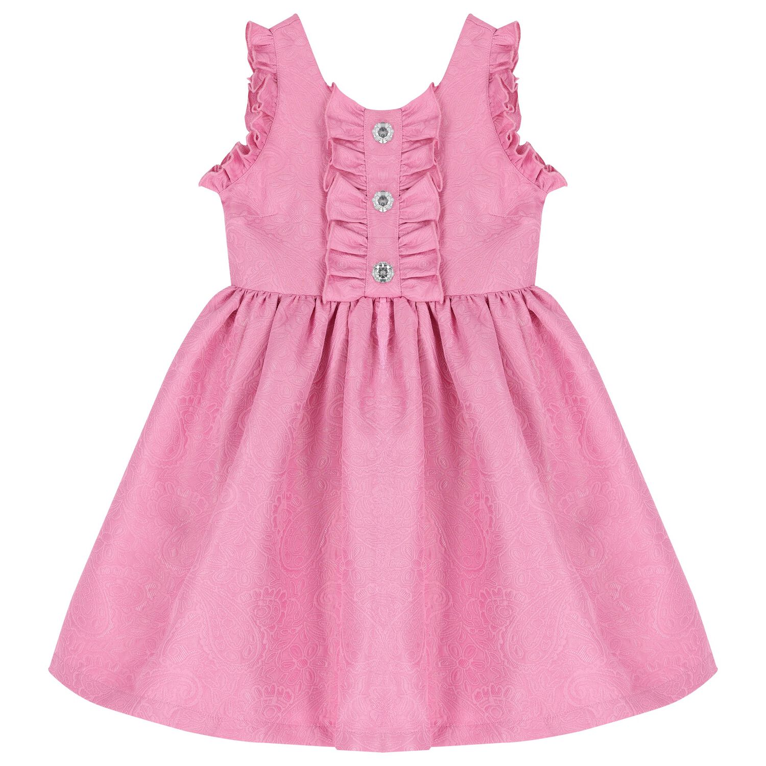 Girls Pink Jacquard Dress, 1, hi-res