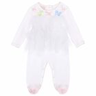 Baby Girls White Embellished Babygrow, 1, hi-res