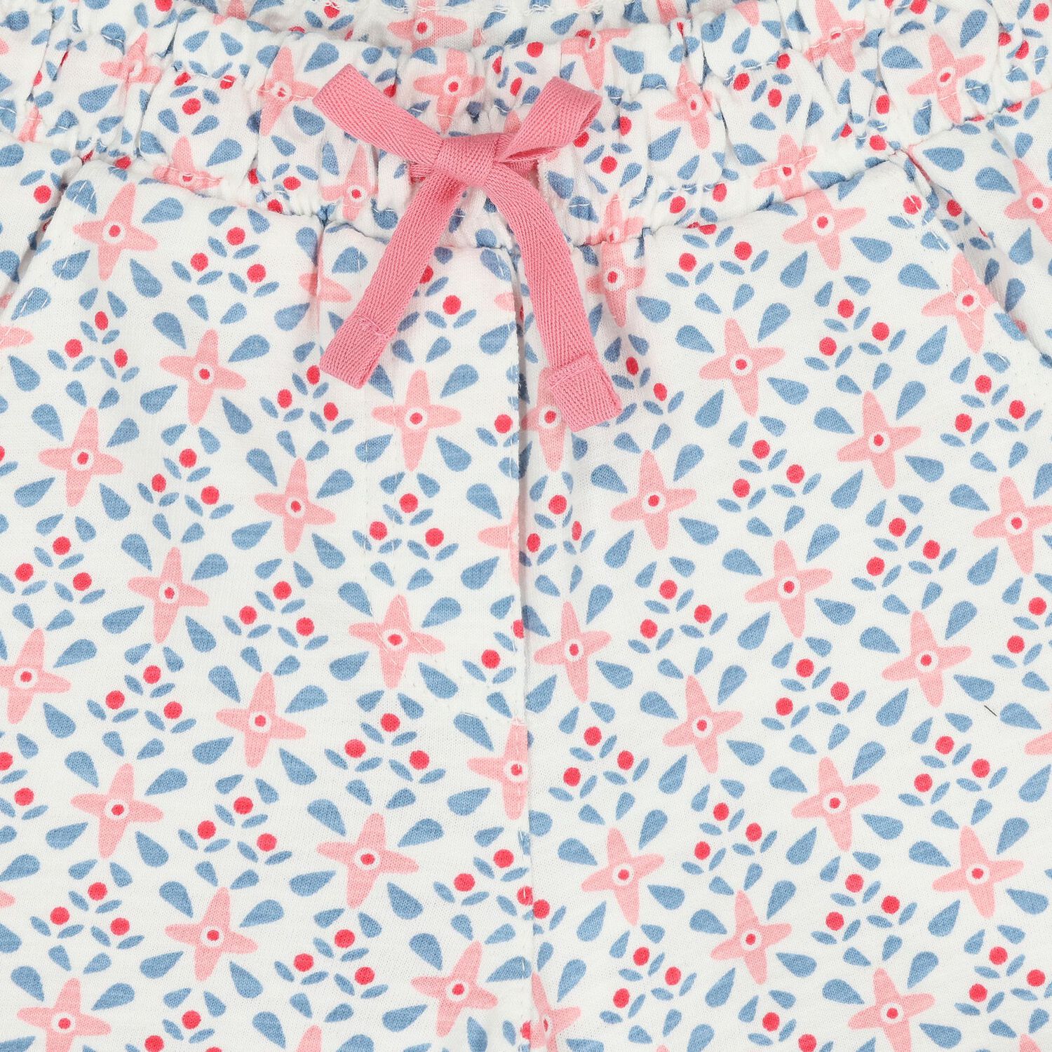 شورت بنات بطبعة الزهور باللون الأبيض, 1, hi-res