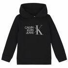 سترة هودى بالشعار باللون الاسود للاولاد, 1, hi-res