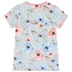 Girls Blue & Pink Floral Butterfly Logo T-Shirt, 2, hi-res