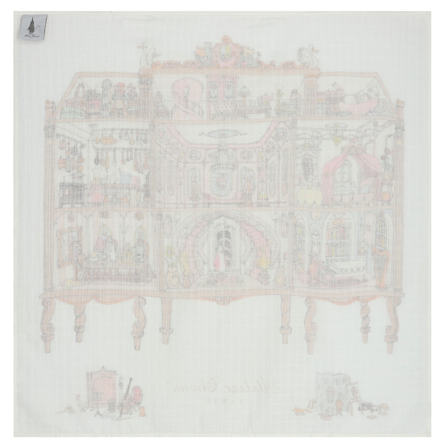 بطانية بنات بطبعة بيت الدمى باللون الأبيض والوردي للأطفال, 1, hi-res image number null