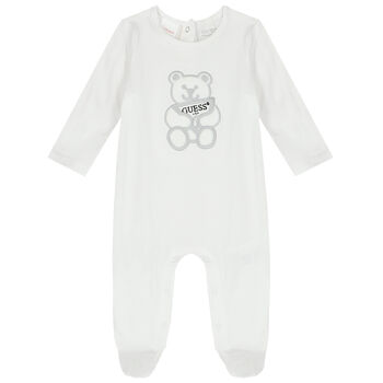 White Teddy Bear Logo Babygrow