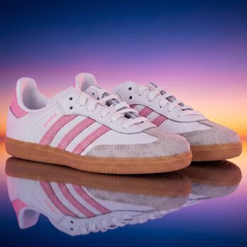 Girls White & Pink Samba OG Trainers