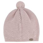 Baby Girls Pink Logo Knitted Hat, 3, hi-res