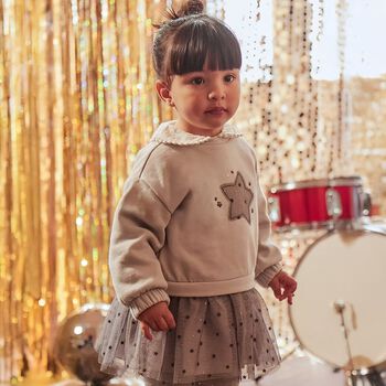 Younger Girls Grey Star Dress
