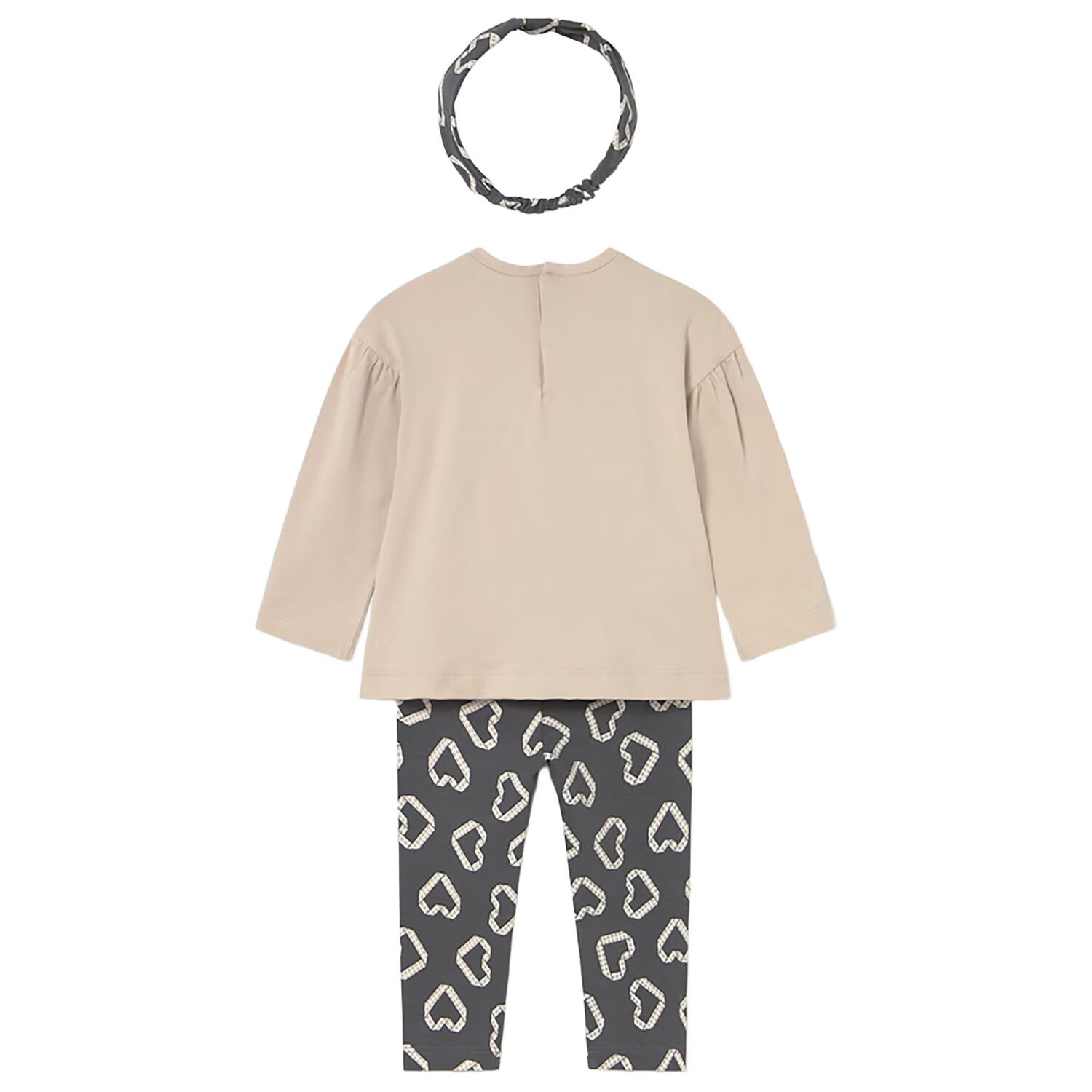 طقم ليجنز مزهر باللونين البيج والرمادي للبنات الصغار, 2, hi-res