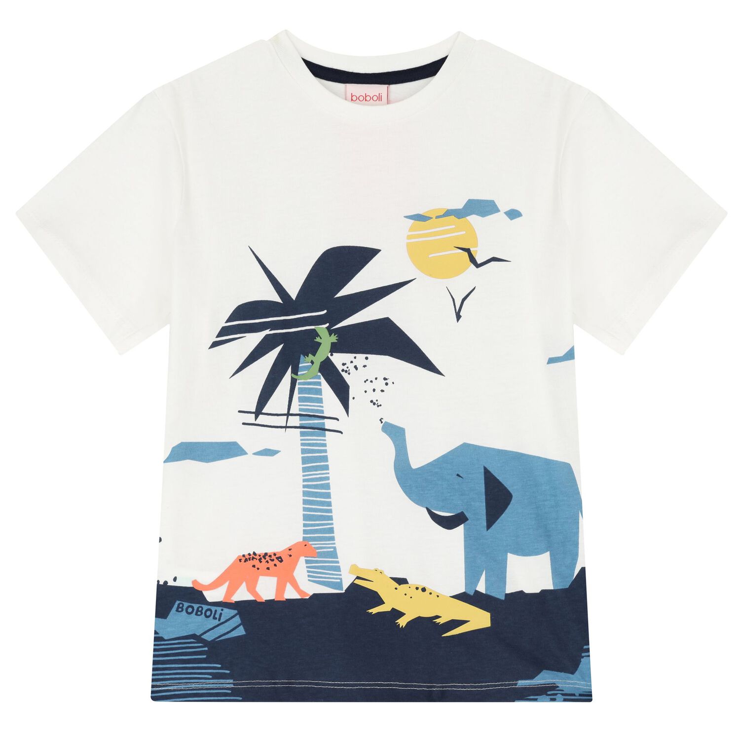 Boys White & Navy Blue Shorts Set, 1, hi-res