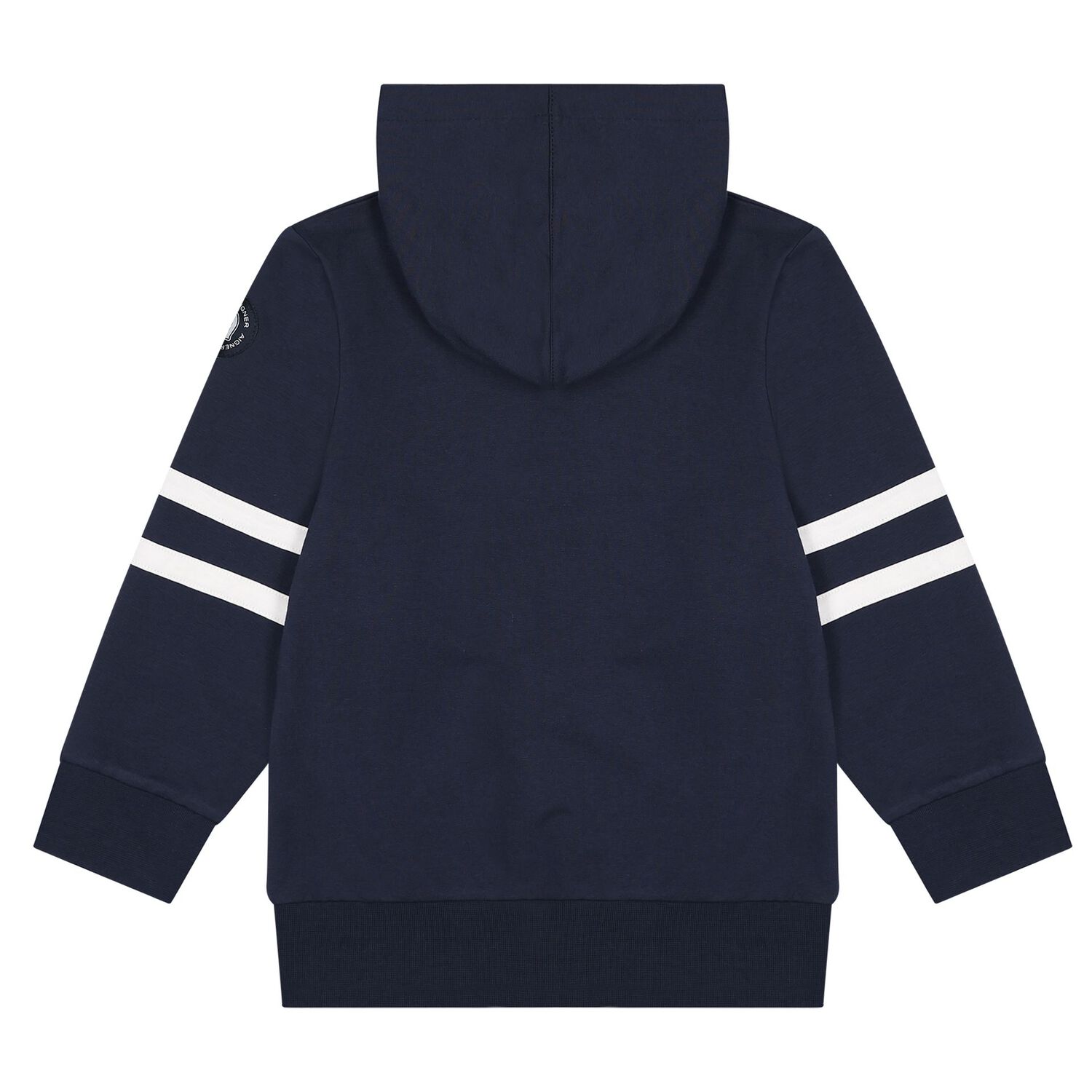 Boys Navy Blue Logo Hooded Zip Up Top, 1, hi-res