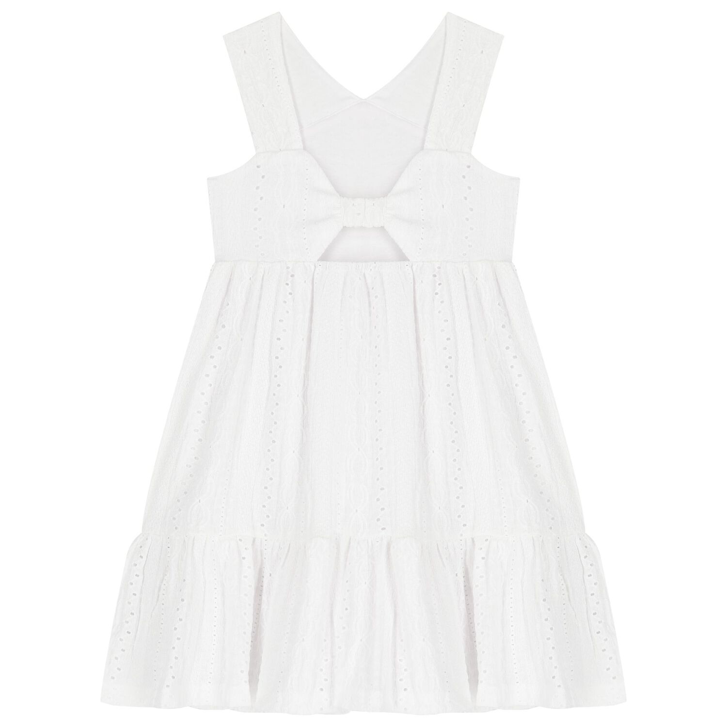 Girls White Embroidered Dress, 3, hi-res