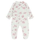 Baby Girls White & Pink Floral Babygrow, 1, hi-res