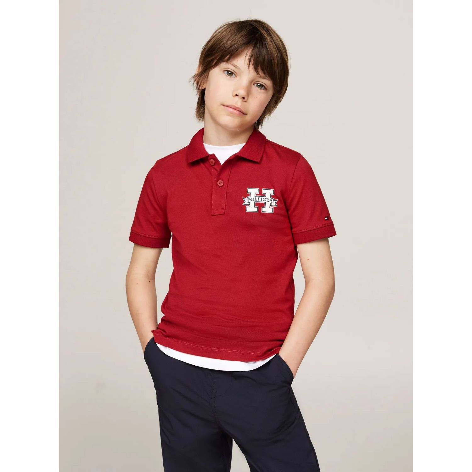Boys Red Logo Polo Shirt, 1, hi-res