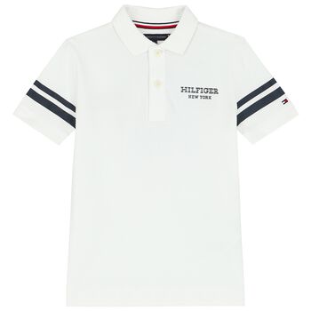 Boys White Logo Polo Shirt