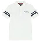 Boys White Logo Polo Shirt, 1, hi-res