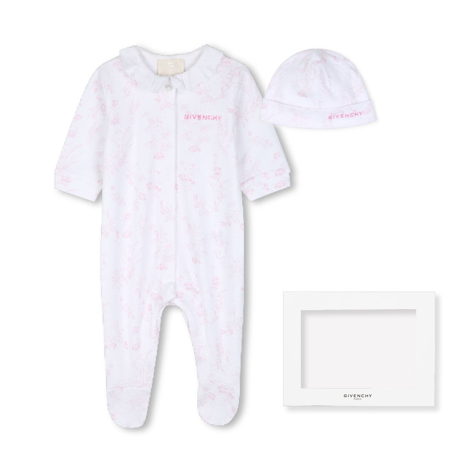Baby Girls White & Pink Toile de Jouy Babygrow Gift Set, 1, hi-res