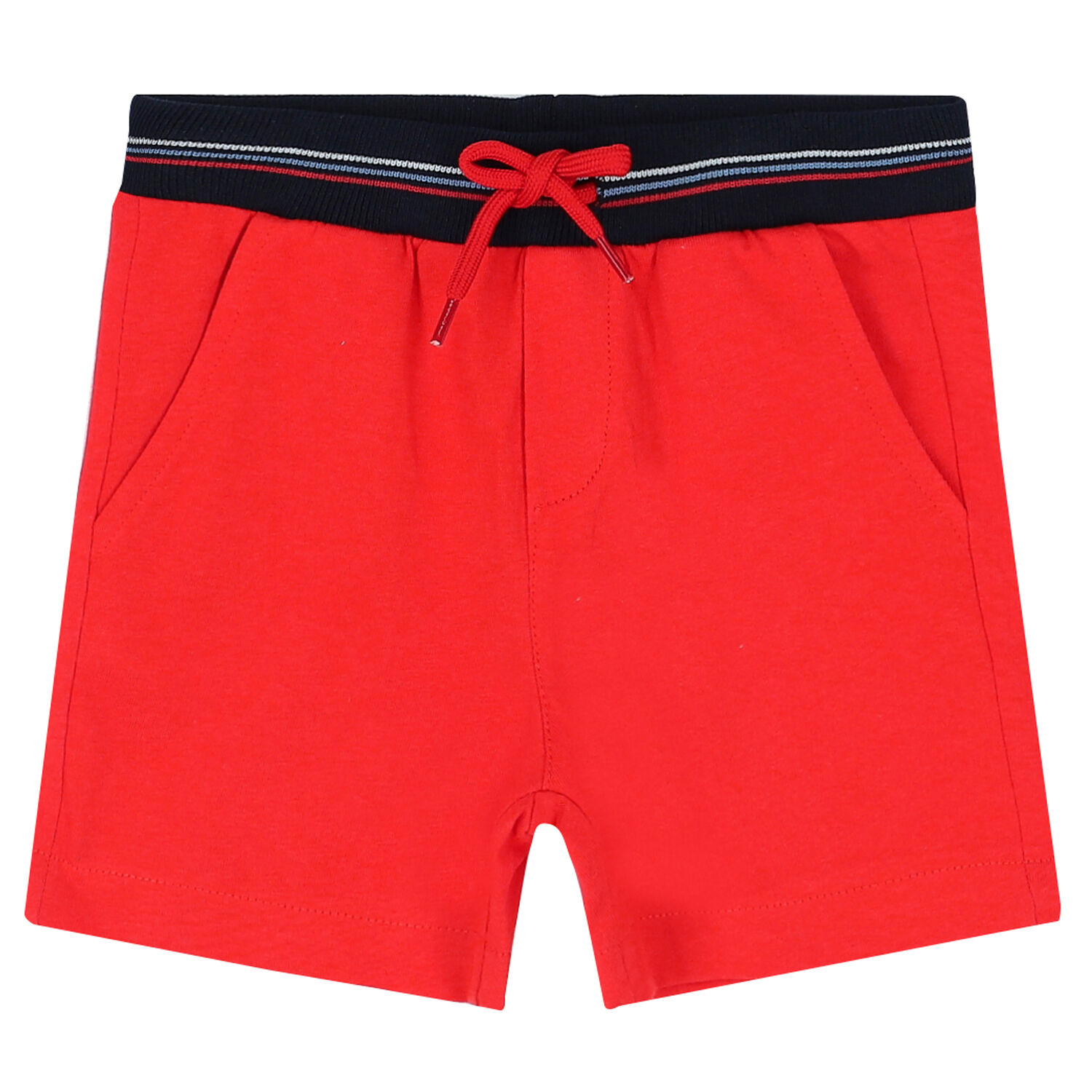 Younger Boys White, Navy & Red Shorts Set, 1, hi-res