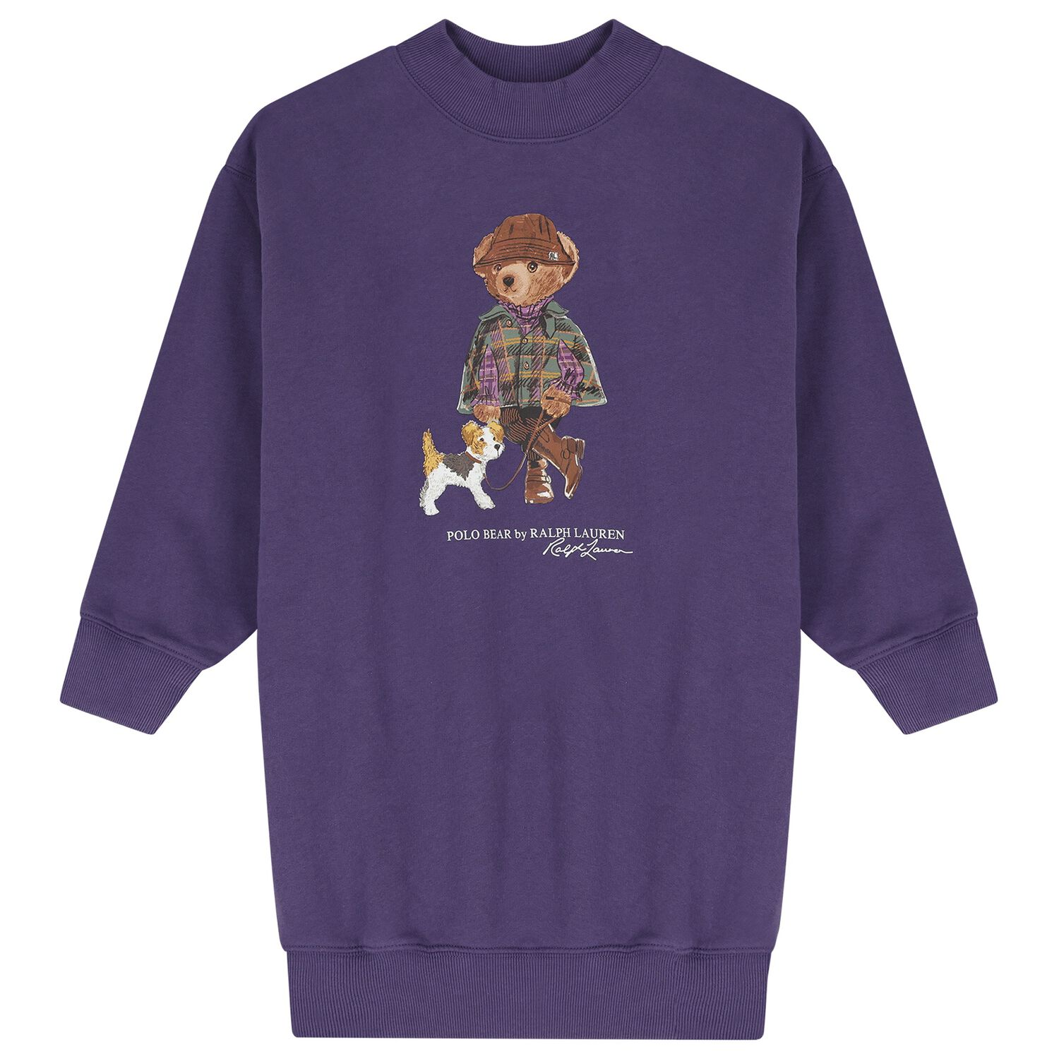 Girls Purple Polo Bear Dress, 1, hi-res