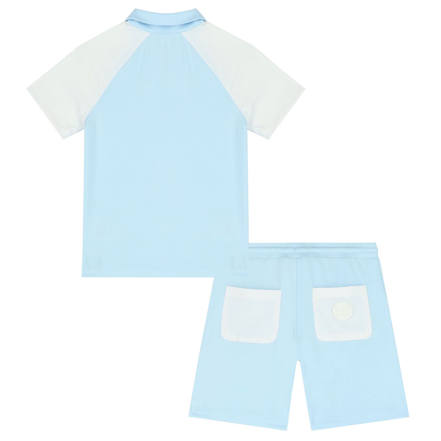 Boys Blue & White Logo Shorts Set, 1, hi-res
