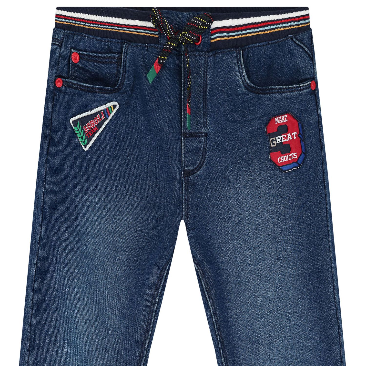 Boys Blue Logo Denim Jeans, 1, hi-res image number null