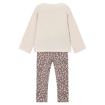 Girls Ivory & Beige Leggings Set