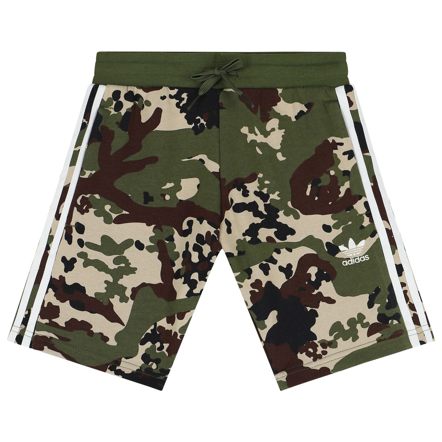 White & Green Trefoil Logo Shorts Set, 1, hi-res image number null