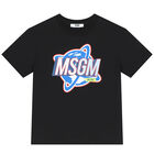 تيشيرت أولاد بالشعار باللون الاسود, 1, hi-res