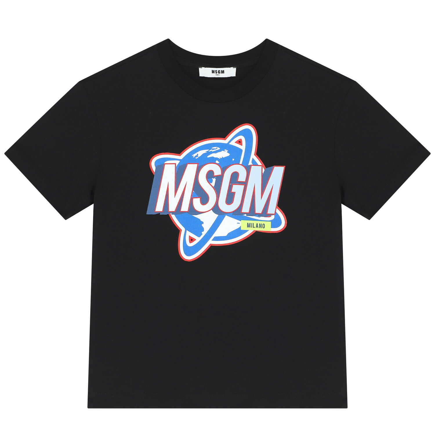 تيشيرت أولاد بالشعار باللون الاسود, 1, hi-res