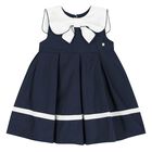 فستان بنات باللون الكحلى والابيض, 2, hi-res