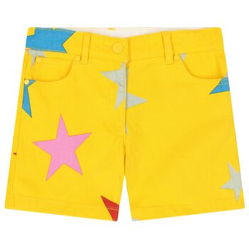 Girls Yellow Denim Shorts