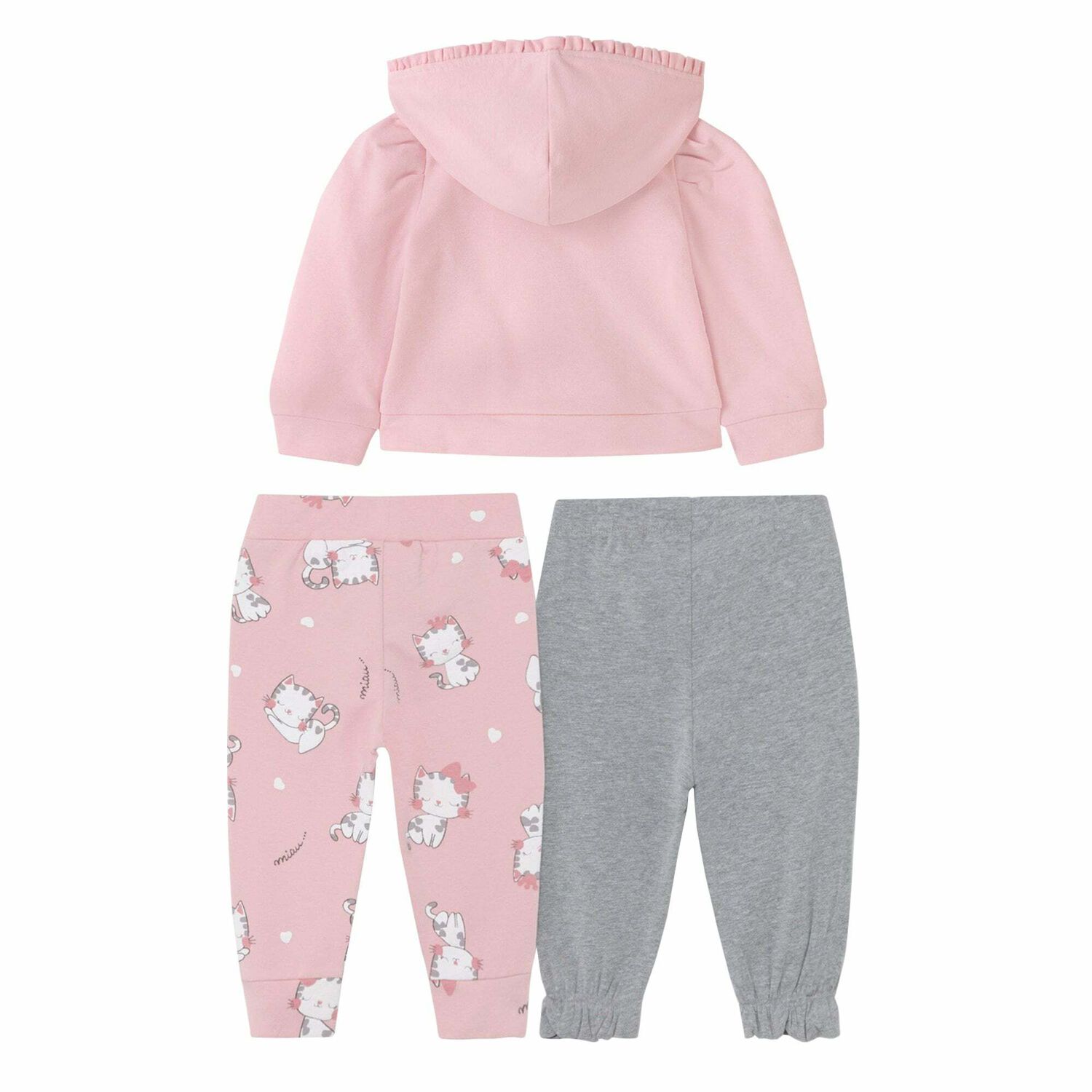 Younger Girls Pink & Grey 3-Piece Tracksuit, 2, hi-res image number null