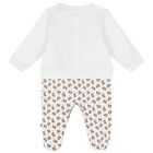 Baby Boys White Teddy Bear Logo Babygrow, 1, hi-res