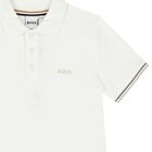 Boys White Logo Polo Shirt, 1, hi-res