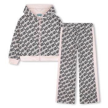 Girls Pink & Black Logo Tracksuit