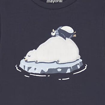 Younger Boys Navy Blue Polar Animals Long Sleeve Top